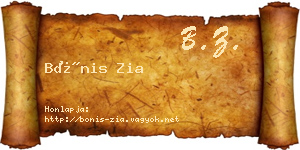 Bónis Zia névjegykártya
